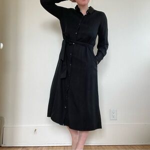 Banana Republic black button up midi dress with belt